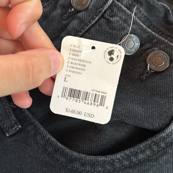 Free People We The Free Good Luck Barrel Overalls in Black LARGE LAST ONE - Picture 5 of 8